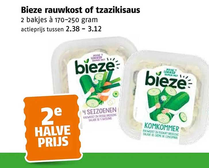 Bieze rauwkost of tzakizsaus 2e halve prijs