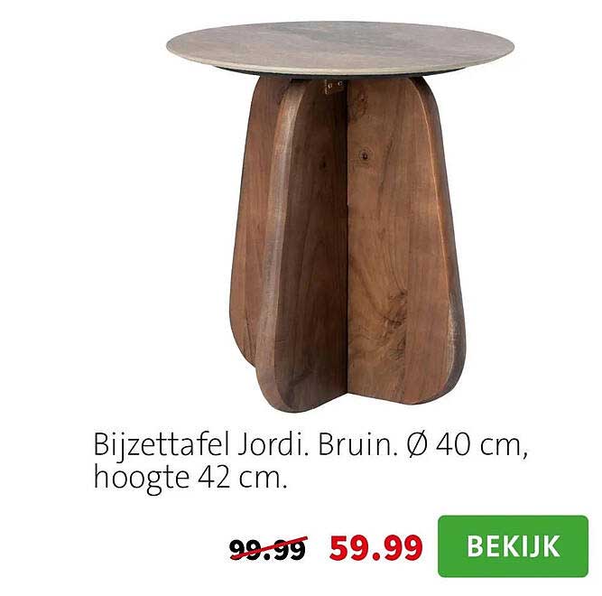 Bijzettafel Jordi. Bruin. Ø 40 cm, hoogte 42 cm.