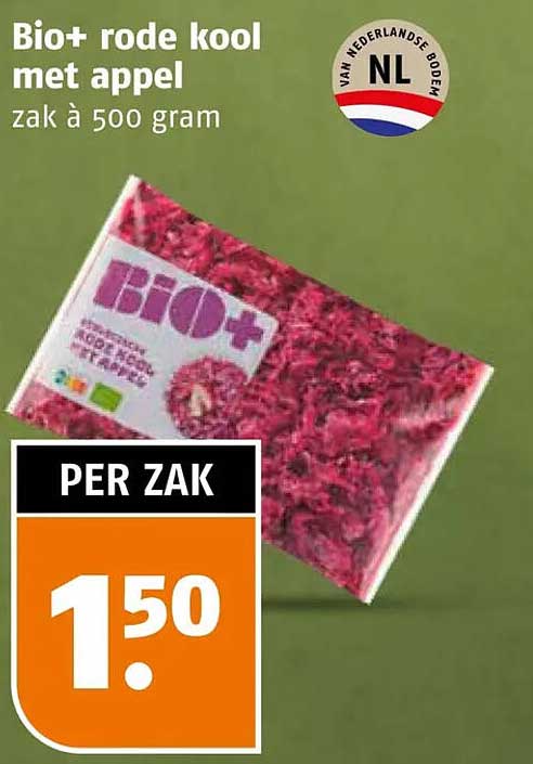 Bio+ rode kool met appel zak à 500 gram