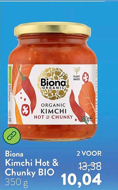 Biona Kimchi Hot & Chunky BIO 350 g 2 VOOR