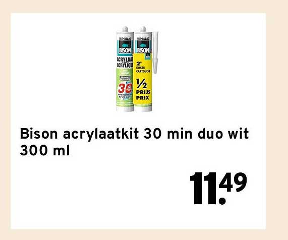 Bison acrylaatkit 30 min duo wit 300 ml
