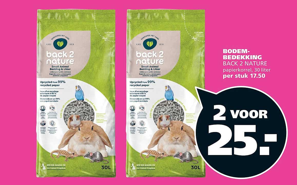 BODEM-BEDEKKING BACK 2 NATURE papierkorrel, 30 liter 2 voor 25,-