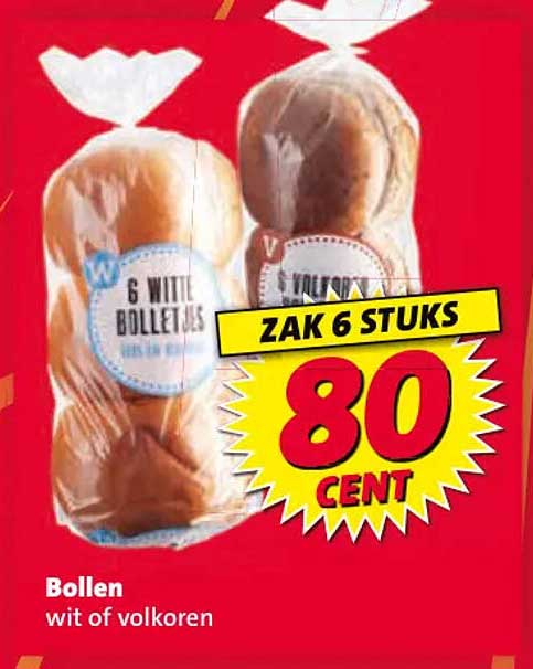 Bollen wit of volkoren ZAK 6 STUKS