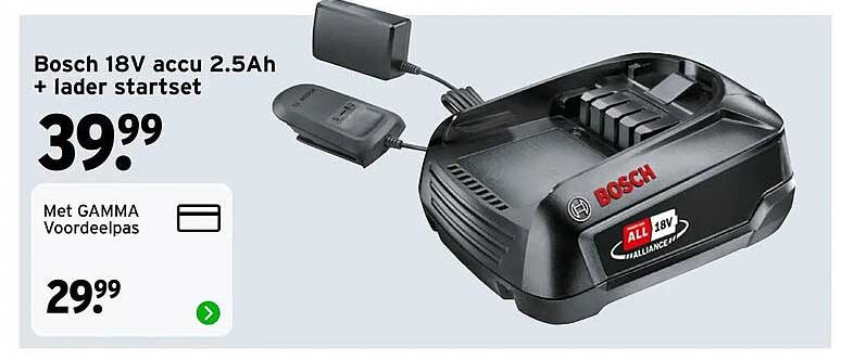 Bosch 18V accu 2.5Ah + lader startset