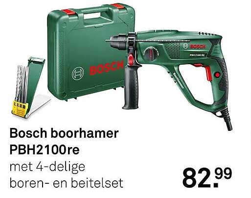 Bosch boorhamer PBH2100re met 4-delige boren- en beitelset