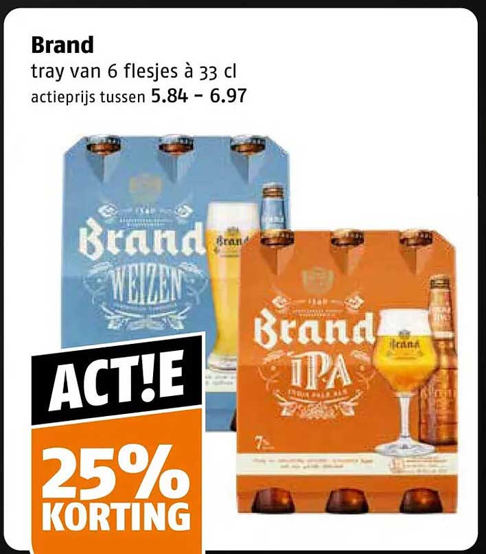 Brand tray van 6 flesjes à 33 cl 25% korting