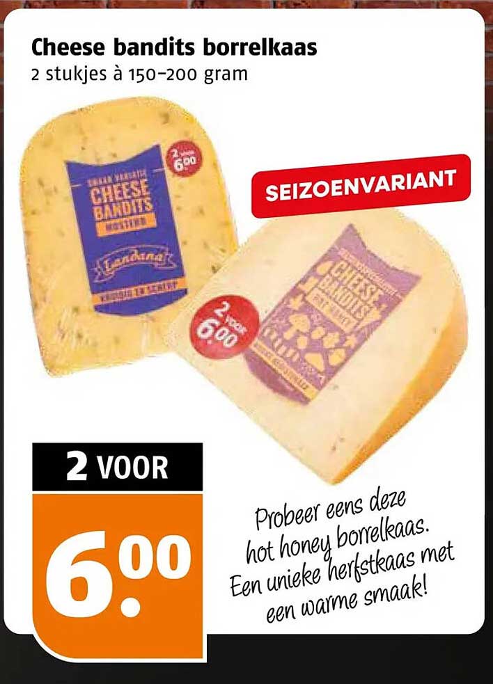 Cheese bandits borrelkaas 2 stukjes à 150-200 gram SEIZOENVARIANT