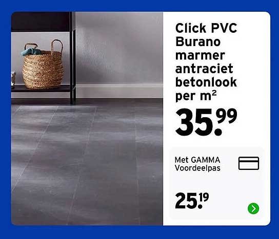 Click PVC Burano marmer antraciet betonlook per m²