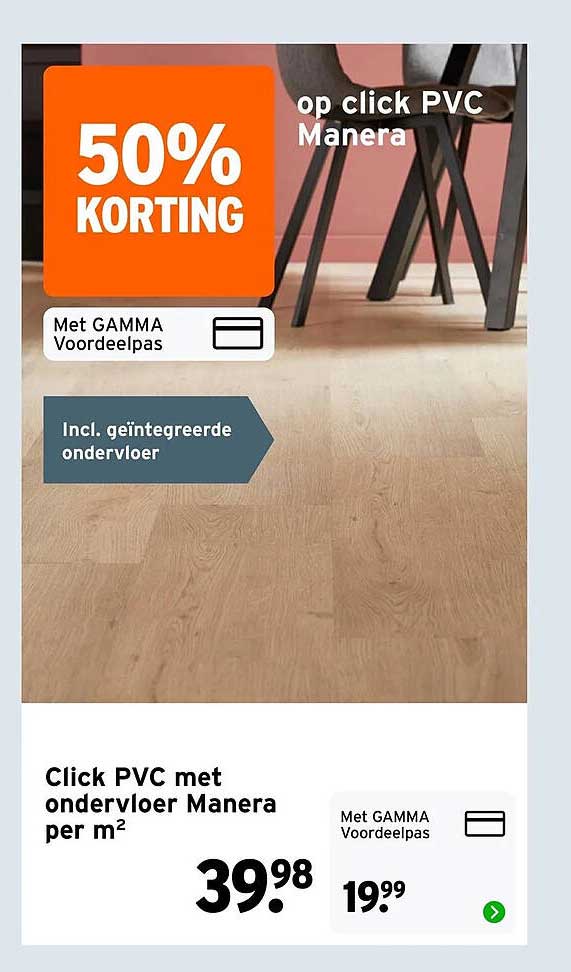 Click PVC met ondervloer Manera per m² 50% KORTING