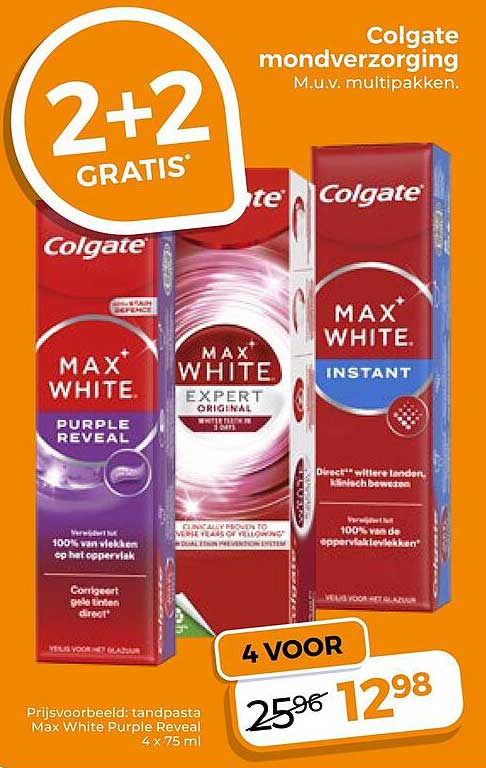Colgate mondverzorging M.u.v. multipakken. 2+2 GRATIS