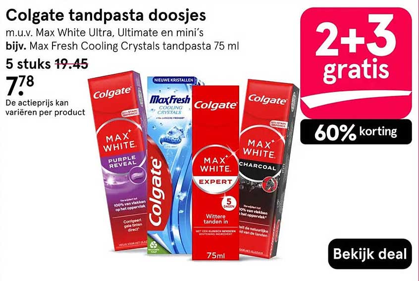 Colgate tandpasta doosjes 2+3 gratis