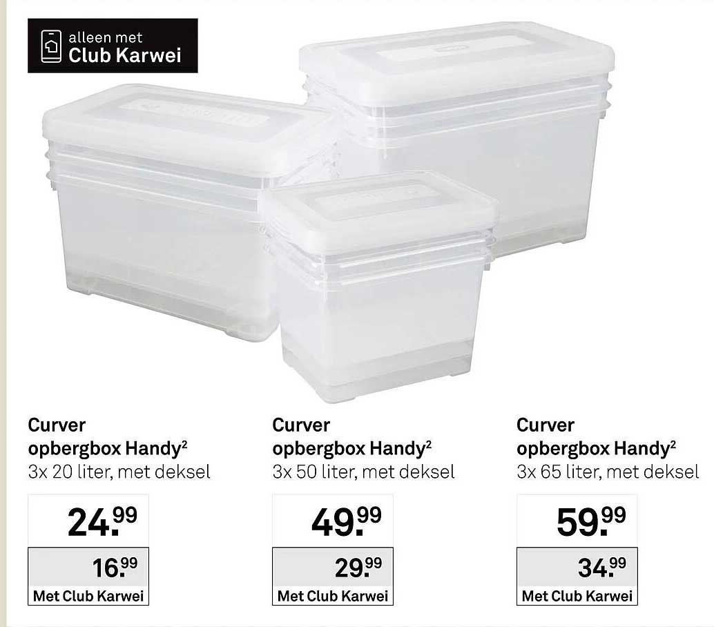Curver opbergbox Handy² 3x 20 liter, met deksel