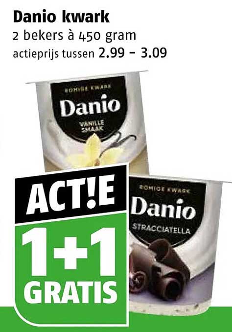 Danio kwark 2 bekers à 450 gram ACTIE 1+1 GRATIS