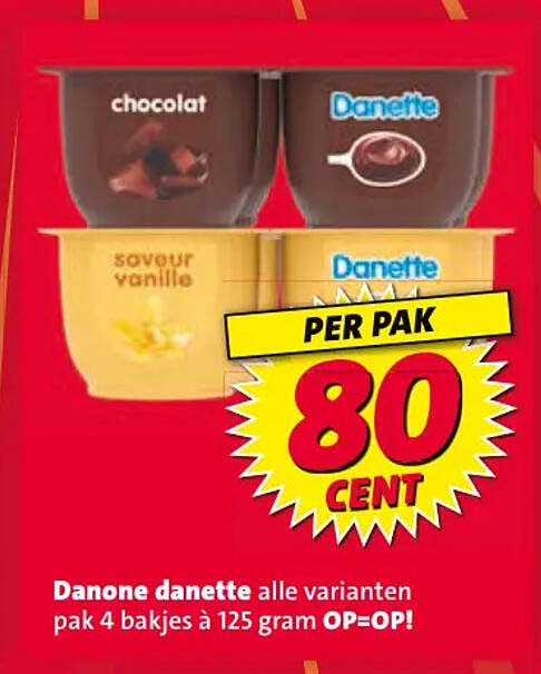 Danone danette alle varianten pak 4 bakjes à 125 gram OP=OP!