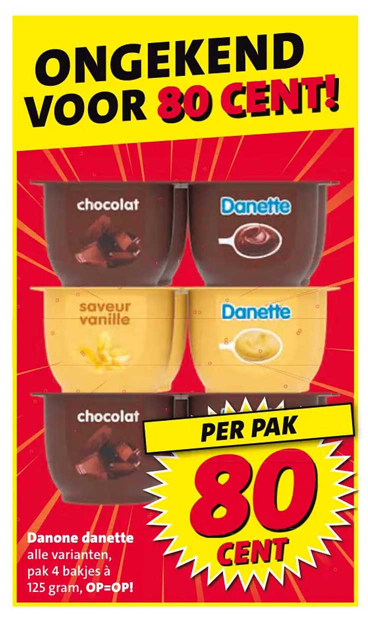 Danone danette alle varianten, pak 4 bakjes à 125 gram, OP=OP!