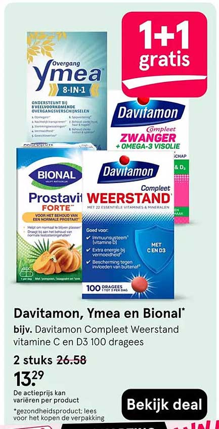 Davitamon, Ymea en Bional* 1+1 gratis