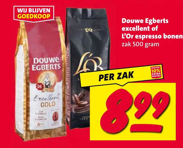 Douwe Egberts excellent of L'Or espresso bonen zak 500 gram