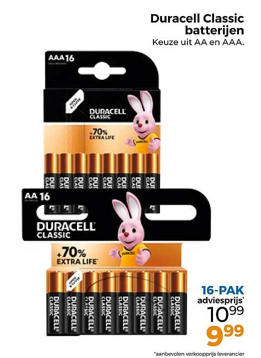 Duracell Classic batterijen Keuze uit AA en AAA.