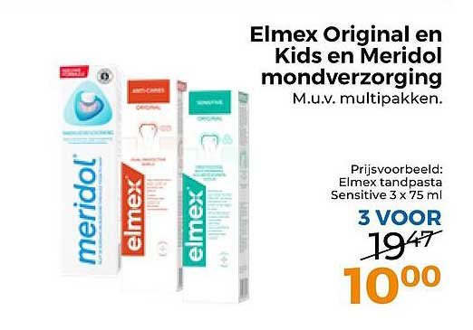 Elmex Original en Kids en Meridol mondverzorging M.u.v. multipakken.