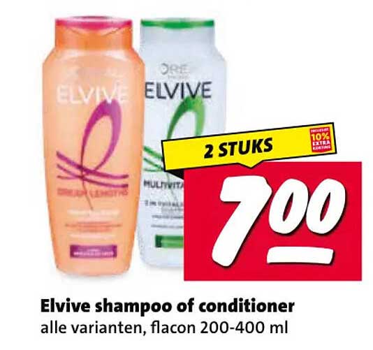 Elvive shampoo of conditioner alle varianten, flacon 200-400 ml 2 STUKS