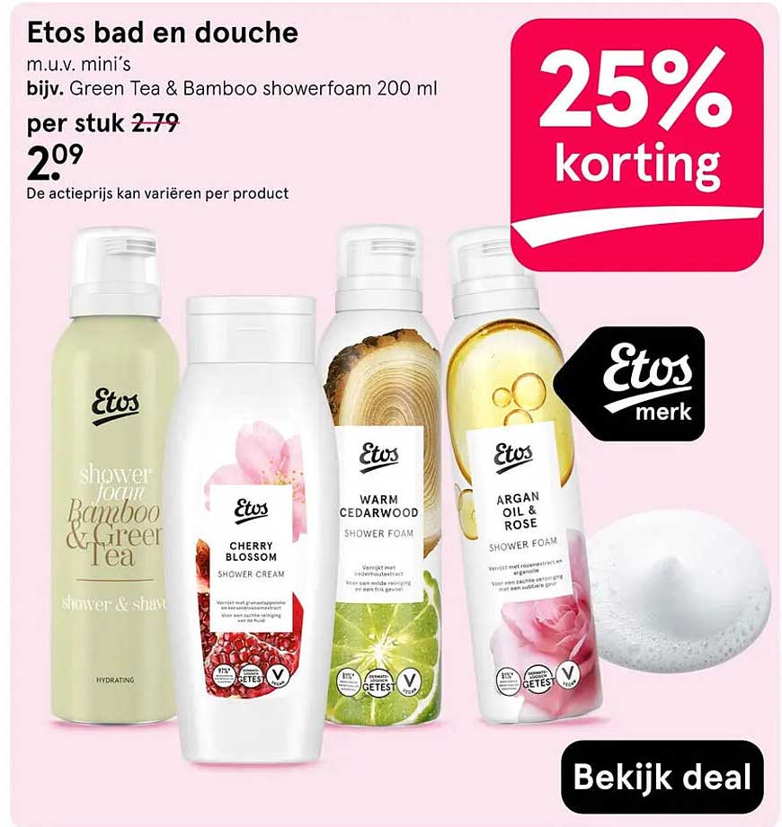 Etos bad en douche m.u.v. mini’s 25% korting