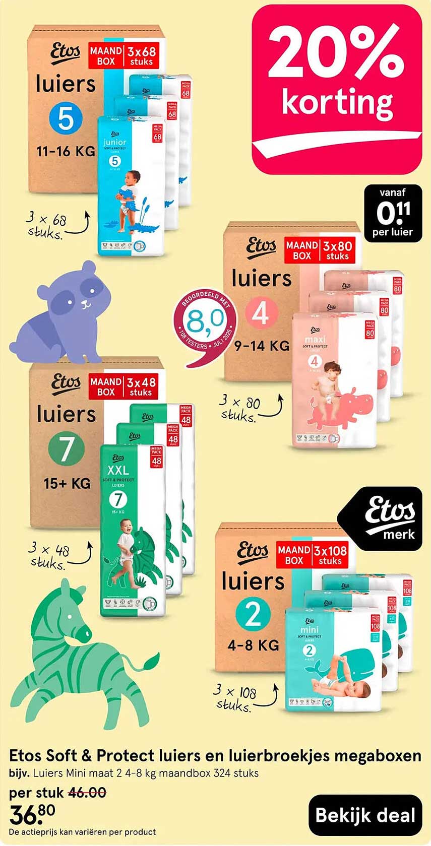Etos Soft & Protect luiers en luierbroekjes megaboxen 20% korting