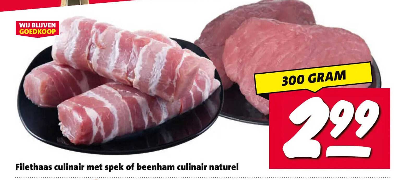Filethaas culinair met spek of beenham culinair naturell