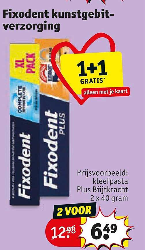Fixodent kunstgebit-verzorging 1+1 GRATIS