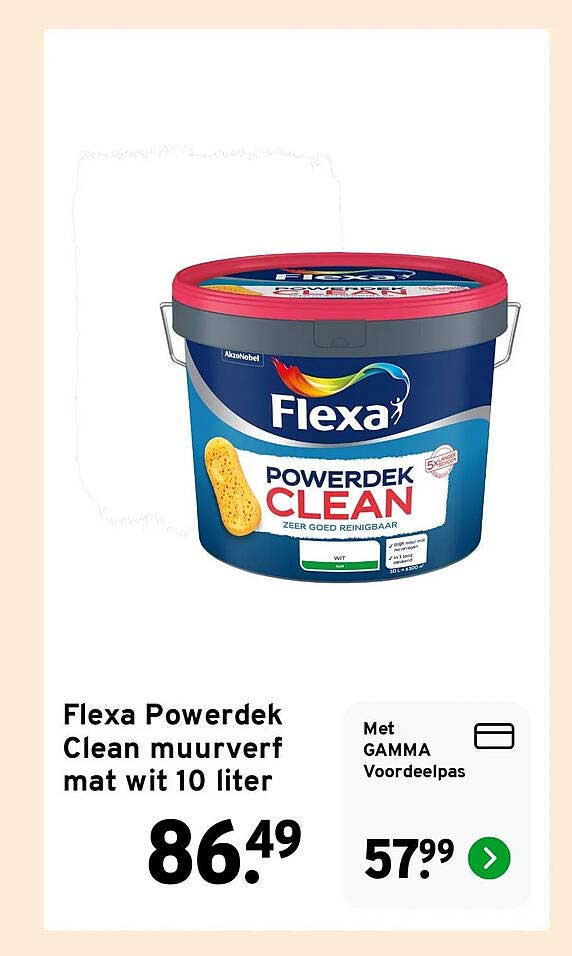 Flexa Powerdek Clean muurverf mat wit 10 liter