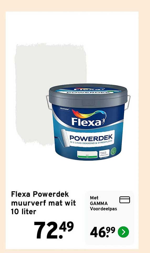 Flexa Powerdek muurverf mat wit 10 liter