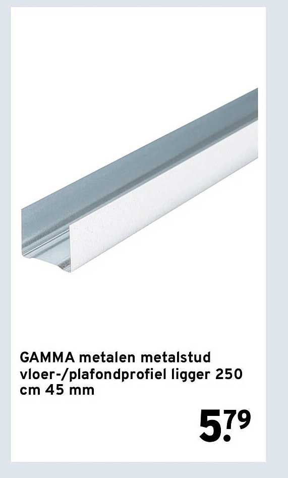 GAMMA metalen metalstud vloer-/plafondprofiel ligger 250 cm 45 mm