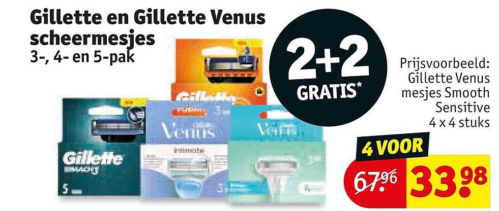 Gillette en Gillette Venus scheermesjes 3-, 4- en 5-pak 2+2 GRATIS*