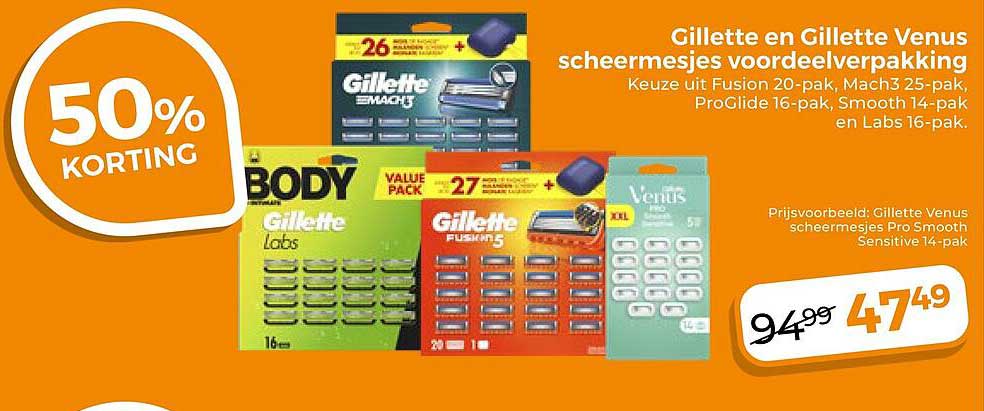 Gillette en Gillette Venus scheermesjes voordeelverpakking
