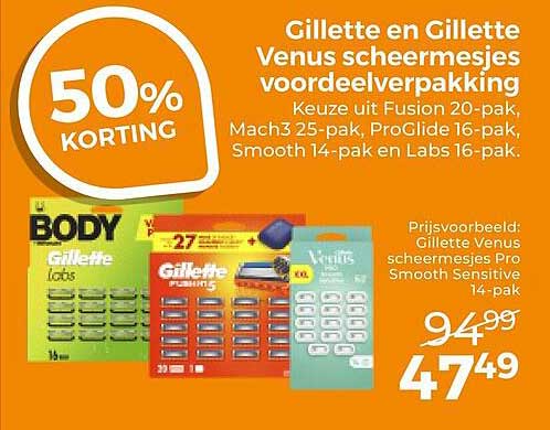 Gillette en Gillette Venus scheermesjes voordeelverpakking