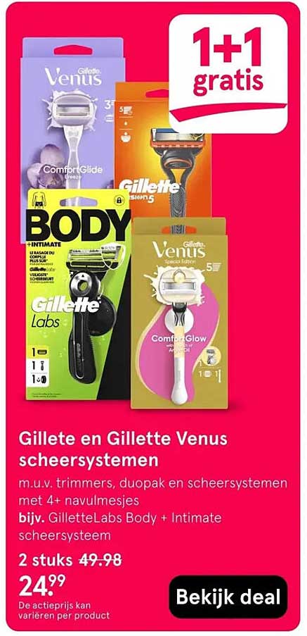 Gillette en Gillette Venus scheersystemen 1+1 gratis