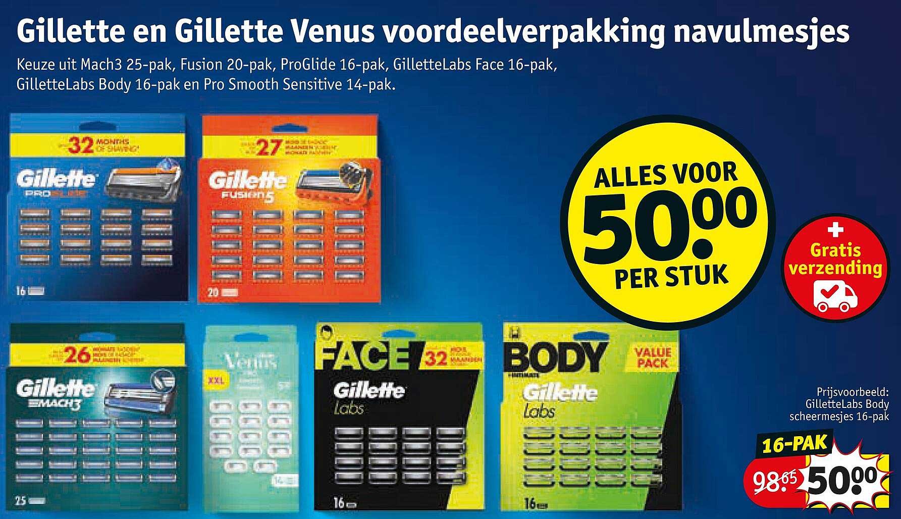 Gillette en Gillette Venus voordeelverpakking navulmesjes