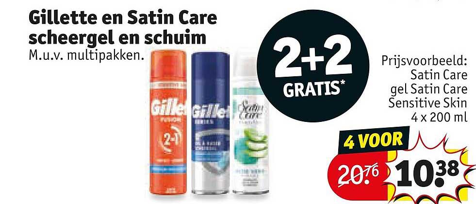 Gillette en Satin Care scheergel en schuim 2+2 GRATIS