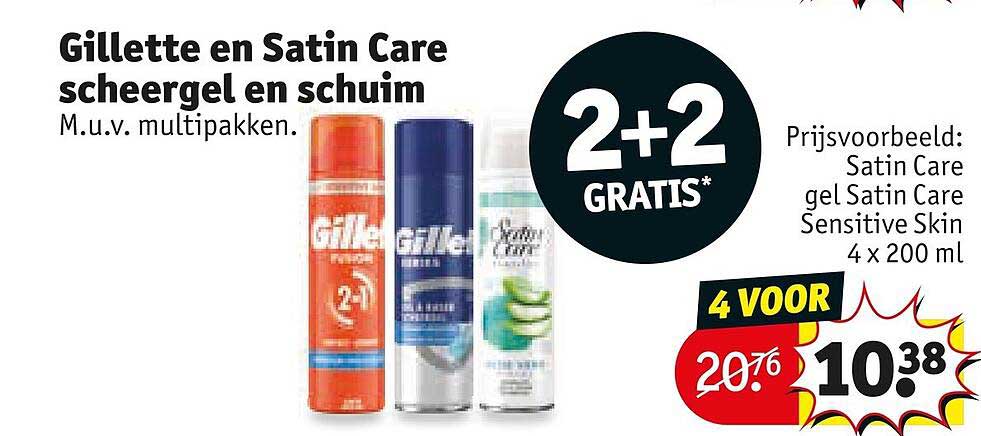 Gillette en Satin Care scheergel en schuim M.u.v. multipakken. 2+2 GRATIS*