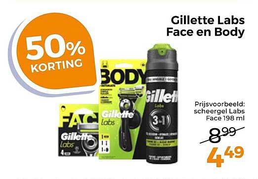Gillette Labs Face en Body 50% KORTING
