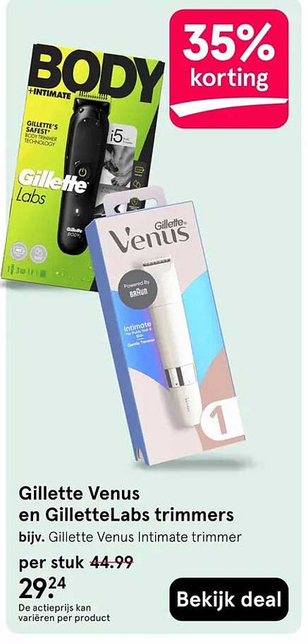 Gillette Venus en GilletteLabs trimmers 35% korting