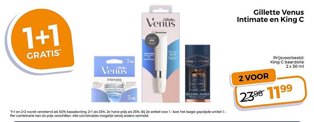 Gillette Venus Intimate en King C 2 VOOR 1+1 GRATIS*