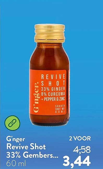 G'nger Revive Shot 33% Gember... 60 ml 2 VOOR