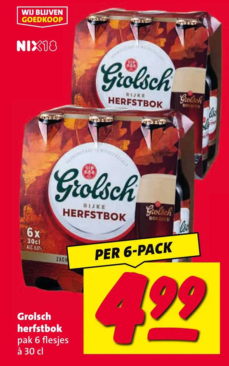Grolsch herfstbok pak 6 flesjes à 30 cl PER 6-PACK