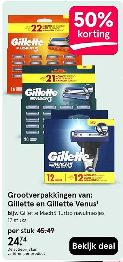 Grootverpakkingen van: Gillette en Gillette Venus