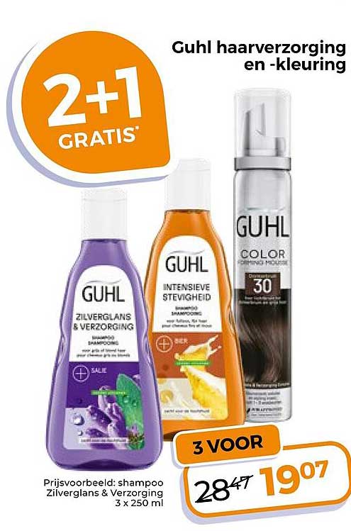 Guhl haarverzorging en -kleuring 2+1 GRATIS