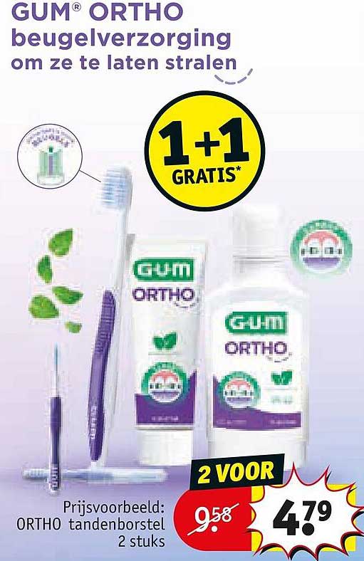 GUM ORTHO beugelverzorging om ze te laten stralen 1+1 GRATIS*
