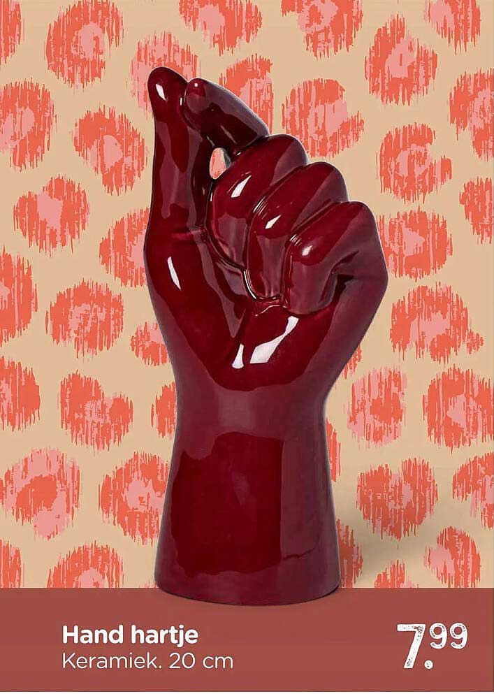 Hand hartje Keramiek. 20 cm