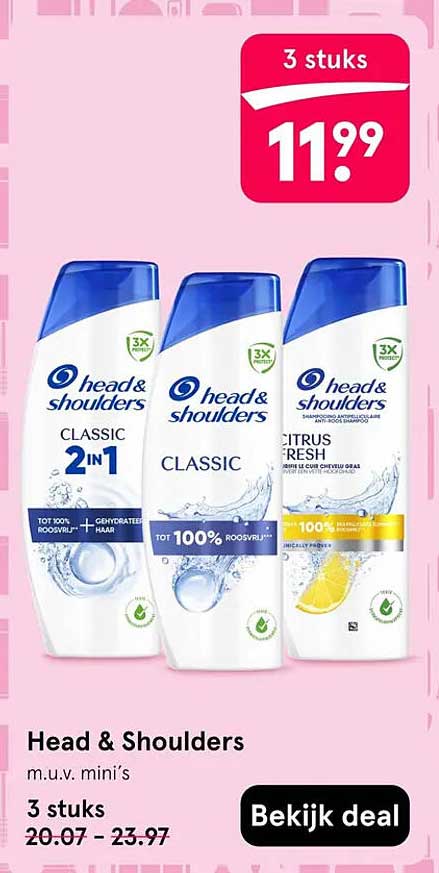 Head & Shoulders m.u.v. mini's 3 stuks