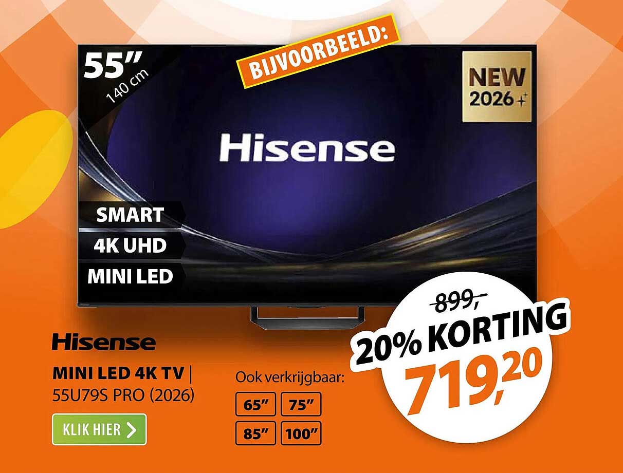 Hisense MINI LED 4K TV | 55U79S PRO (2026) 20% KORTING