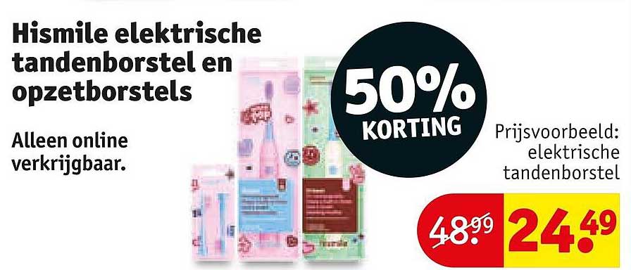 Hismile elektrische tandenborstelen en opzetborstels 50% KORTING